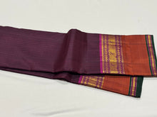 Dark Chocolate Brown with Rust and Deep Magenta Muthukattam Handwoven body with rettapet borders rich pallu and contrast woven blouse beauty