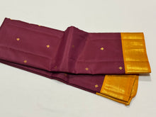 Deep Maroon with Mustard Buttas Korvai Handwoven Pure Kanjivaram Silk Saree Beauty
