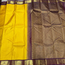 Yellow with Beetlenut Brown Pure Jari Handwoven Korvai Vairaoosi Handwoven Pure Kanjivaram Silk Saree Beauty