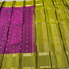 Dark Wine with Sampangi Green Buttas with Rettapet Borders Handwoven Pure Classic Simple Kanjivaram Silk Saree