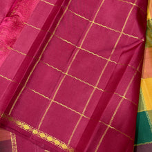 Saranga- Gorgeous Palum Pazhamum Checks With rudrakshapet borders with beautiful paisleys and chakram buttas woven body with neli veldhari horizontally and vertically checked body with rich arakku pallu and contrast beautifully woven blouse