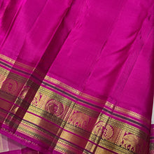 Vaibhogam-Mindblowing Offwhite with Pink Handwoven Pure Jari Korvai Kanjivaram Silk Saree with rich Buttas Woven Body with intricate Meenakari Work Borders Gorgeous Pallu and Contrast woven blouse