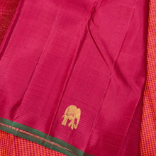 Saranga- Gorgeous Orange with Arakku Kasakasa Podikattam with Elephant motifs woven beautiful body with green selvedges rich pallu in arakku with very intricate weaving and contrast woven arakku blouse