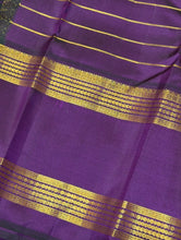 Vaibhogam- Mesmerizing Powder Blue with Deep Purple HandwovenPure jari Korvai Kanjivaram Silk with Jari Veldhari Stripes woven beautiful body with rettapet borders with stunning rich and finely woven pallu and contrast zari striped beautiful blouse