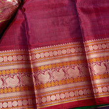 Saraswati- Gorgeous Teal Blue wkth Maroonish Red Handwoven Premium Zariless Kanjivaram Silk with beautiful muthukattam silk checked body with gorgeous varisaipet borders rich sorgavaasal pallu and contrast woven blouse