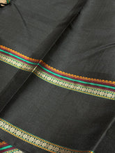Stunning Grey with Black Buttas Korvai Handwoven Pure Zariless Kanjivaram Silk Saree Beauty with temple borders