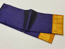 Deep Blue with Mustard Oosi Vanam Handwoven Pure Korvai Kanjivaram Silk Saree with rich borders pallu and contrast woven blouse beauty