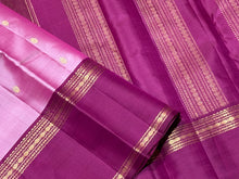 Lotus Pink with Deep Wine Buttas with Rettapet Borders Handwoven Pure Kanjivaram Silk Saree with rich classy pallu and contrast woven blouse beauty