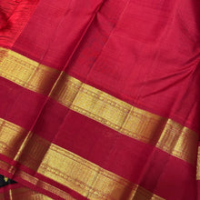 Stunning Black with Red Handwoven Pure Jari Kai Korvai Kanjivaram Silk Saree with Doublepet Borders woven body with beautiful small buttas woven all over with rich pallu and contrast woven blouse