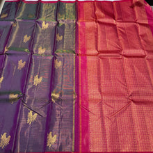Dual tone Magenta and Green Short Body with Red Vairaoosi with Buttas Handwoven Pure Jari Kanjivaram Silk Saree with rich pallu and contrast woven blouse beauty