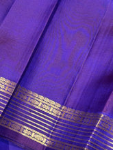 Sahana-Gorgeous Pastel Blue with Violetish Blue Handwoven Pure Kanjivaram Silk with buttas woven beautiful body rich small borders gorgeous pallu and contrast woven blouse