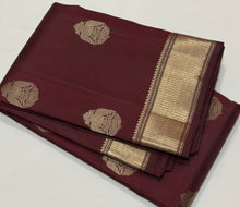 Sahana- Stunning Coffee Brown with Gold & Silver twisted pure Jari Handwoven Kanjivaram Silk with  Gandaberunda motifs woven body with seepu rekku beautiful borders rich pallu and self colored blouse