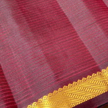 Bright Pink with Dual tone Manthulir Brown Small Border Handwoven Pure Light Weight Kanjivaram Silk Saree Beauty with Striped body