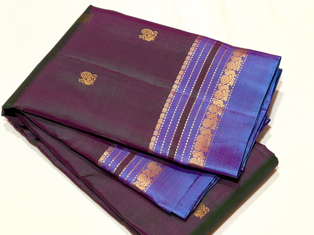 Sahana- Gorgeour Dual tone Green with Lavendar Handwoven Pure Kanjivar ...