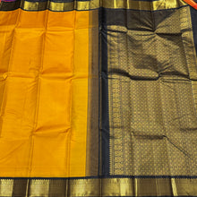 Mustard with Black Handwoven Pure Jari Korvai Kanjivaram Silk Saree Beauty