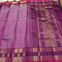Vaibhogam- Gorgeous Kottadi Jari Checks in Pink and Deep Wine Combination with beautiful jari checks body with rich borders stunning pallu and contrast deep wine blouse beauty