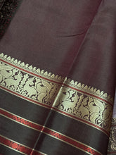Premium Zariless Weave- Mauve with Brown Handwoven Pure Zariless Kanchipuram Silk Saree with 5 different buttas woven body rich borders gorgeous Sorgavaasal inspired pallu and contrast woven blouse