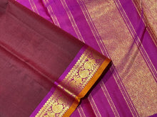 Deep Maroon with Magenta Pink Handwoven Small Borders Pure Jari Kanjivaram Silk Saree Beauty