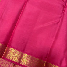 Deep Blue with Rose Pink Korvai with Buttas Small borders Handwoven Pure Kanjivaram Silk Saree Beauty