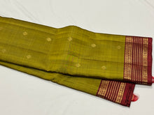 Olive Green with Deep Reddish Maroon Buttas with Intricate Borders Handwoven Pure Lighter Kanjivaram Silk Saree beauty