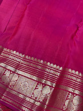Tomato Reddish Pink Dual tone with Silver Jari Handwoven Pure Kanjivaram Silk Saree with thodar buttas woven body rich borders pallu and self colored blouse
