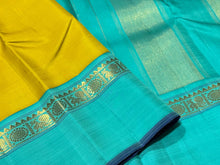 Lemon Sampanga with Turquoise Handwoven Pure Jari Korvai Kanjivaram Silk Saree Beauty