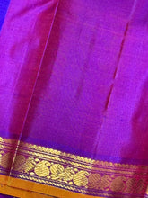 Red with Purple Handwoven Pure Jari Kanjivaram Silk Saree small borders beauty