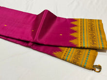 Premium Collections - Deep Reddish Magenta with Mustard Buttas with Temples Handwoven Pure Zariless Korvai Kanjivaram Silk Saree Beauty