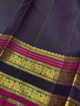 Golden Mustard with Deep Beetlenut Purple Buttas Korvai Handwoven Pure Jari with temple borders Kanjivaram Silk Saree Beauty