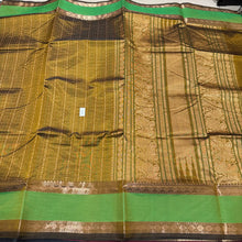 Bronze Gold with Parrot Green Lakshadeepam Motifs Handwoven Premium Kanjivaram Silkcotton Saree Beauty