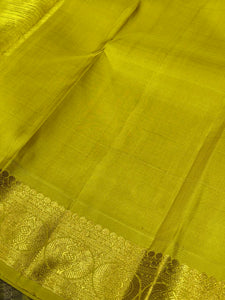 Vadmalli Purple with Lemon Sampanga Korvai Handwoven Pure Jari Kanjivaram Silk Saree