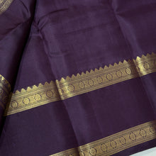Sahana- Beautiful Smoky Grey with Deep Plum Handwoven Pure Jari Kanjivaram Silk with beautiful buttas woven body with doublepet borders rich tree of life pallu and contrast plum colored blouse