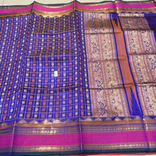 Royal Blue Pink 1000 Buttas in Gandaberundas Mayil Chakram motifs Handwoven Premium Kanjivaram Silkcotton Saree Beauty