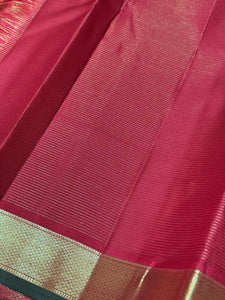 Red with Gold Vairaoosi With Deer Buttas woven Border Handwoven Pure Kanchipuram Silk Saree Beauty