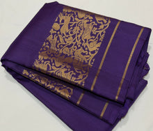 Sahana- Deep Aubergine with Gold Handwoven Pure Kanjivaram Silk with beautiful Vanasingaeam borders rich vanasingaram pallu and self blouse