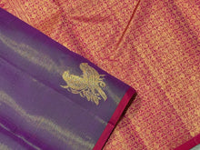 Dual tone Magenta and Green Short Body with Red Vairaoosi with Buttas Handwoven Pure Jari Kanjivaram Silk Saree with rich pallu and contrast woven blouse beauty