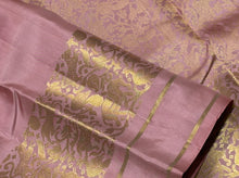 Sahana- Peach with Gold Handwoven Pure Kanjivaram Silk in beautiful VanasingaramBorders rich Vanasingaram woven pallu and self colored blouse