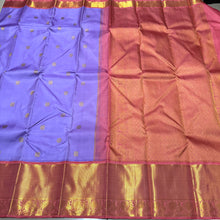 Lavendar with Coral Pink Handwoven Pure Jari Korvai with Buttas rich Long and Short borders with rich pallu and contrast woven blouse beauty