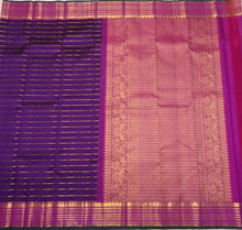 Sahana- Gorgeous Deep Purple with Deep Magenta Pink Handwoven Pure Jari Kanjivaram Silk with beautiful Jari Veldhari body with rich borders pallu and contrast woven blouse