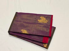 Dual tone Magenta and Green Short Body with Red Vairaoosi with Buttas Handwoven Pure Jari Kanjivaram Silk Saree with rich pallu and contrast woven blouse beauty