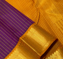Vaibhogam- Gorgeous Deep Magenta with Mustard Handwoven Pure2g Jari Korvai Kanjivaram Silk with beautiful striped body with rich korvai borders beautiful rich seer pallu and contrast woven blouse