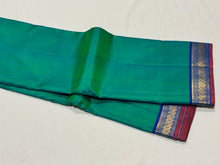 Peacock Green with Peacock Blue Small Borders Handwoven Pure Jari Kanjivaram Silk Saree beauty