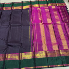 Dark Kanchana Brown with Deep Magenta Muthukattam Body with Rettapet Borders Rich Pallu and Contrast woven blouse beauty