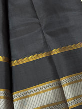 Premium Weave- Deep Maroon with Black Handwoven Pure Zariless Kanjivaram Silk Saree with Buttas woven body spaced double borders shanku motifs woven pallu beauty