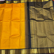 Mustard with Black Handwoven Pure Jari Korvai Kanjivaram Silk Saree Beauty
