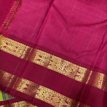 Mesmerizing Lime Green with Ganga Jamuna Borders Kai Korvai Neli Veldhari Handwoven Pure Jari Kanjivaram Silk Saree with Beautiful Fishpet Borders Beautiful Rich Pallu and Contrast woven blouse