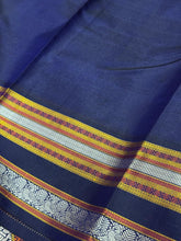 Rustic Orange with Navy Blue Buttas with temple borders Korvai Zariless Handwoven Pure Kanjivaram Silk Saree Beauty