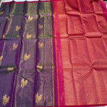 Dual tone Magenta and Green Short Body with Red Vairaoosi with Buttas Handwoven Pure Jari Kanjivaram Silk Saree with rich pallu and contrast woven blouse beauty