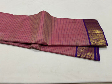 Onion Pink with Purple Muthukattam Handwoven Pure Jari Kanjivaram Silk Saree Beauty