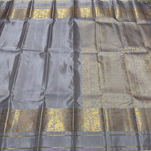 Sahana- Grey with Gold Handwoven Pure Kanjivaram Silk with Vanasingaram Woven Borders rich vanasingaram woven pallu and self colored blouse
